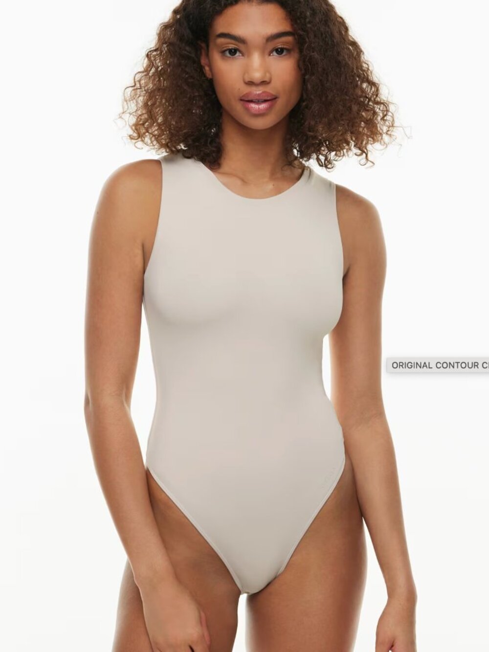 Babaton Contour Bodysuit Medium Ivory Tank Scoop Neck Sculpting Aritzia Fitted